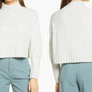 Topshop Grey Cowl Neck Sweater with Ribbed Knit